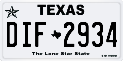TX license plate DIF2934