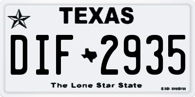 TX license plate DIF2935