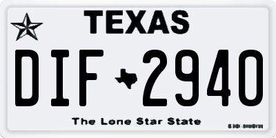 TX license plate DIF2940
