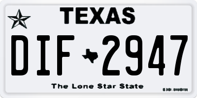 TX license plate DIF2947