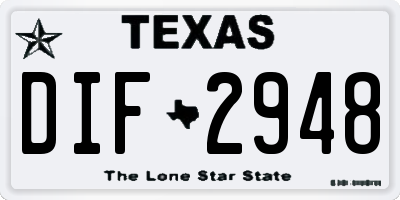 TX license plate DIF2948