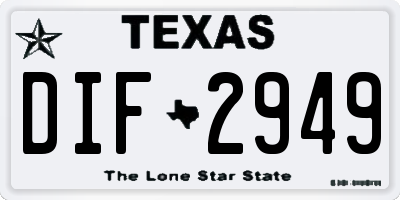 TX license plate DIF2949