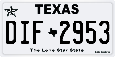 TX license plate DIF2953