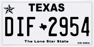 TX license plate DIF2954