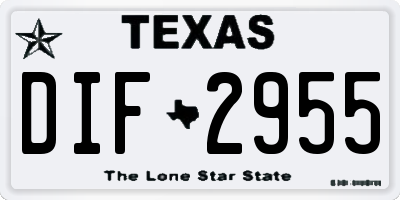 TX license plate DIF2955