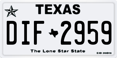 TX license plate DIF2959