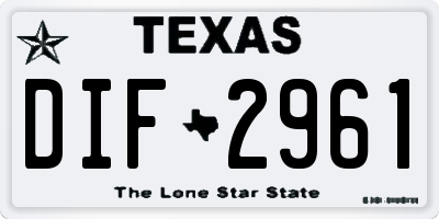 TX license plate DIF2961