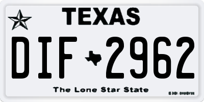 TX license plate DIF2962