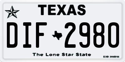 TX license plate DIF2980