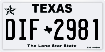 TX license plate DIF2981