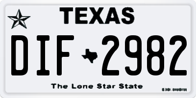 TX license plate DIF2982