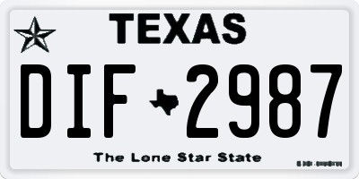 TX license plate DIF2987