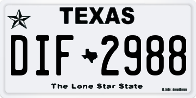 TX license plate DIF2988