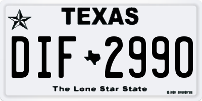 TX license plate DIF2990