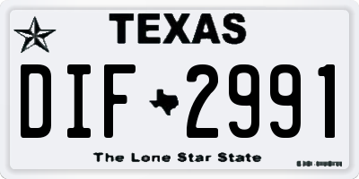 TX license plate DIF2991