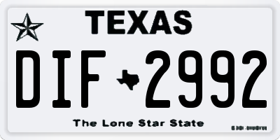 TX license plate DIF2992
