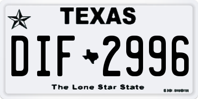 TX license plate DIF2996