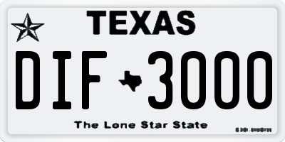 TX license plate DIF3000