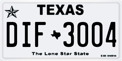 TX license plate DIF3004