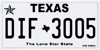 TX license plate DIF3005