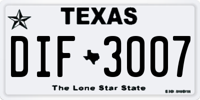 TX license plate DIF3007