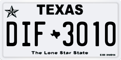 TX license plate DIF3010