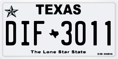 TX license plate DIF3011