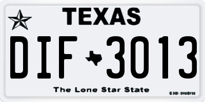 TX license plate DIF3013