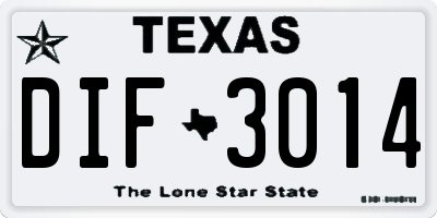 TX license plate DIF3014