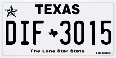TX license plate DIF3015