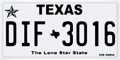 TX license plate DIF3016