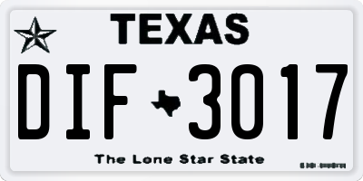 TX license plate DIF3017