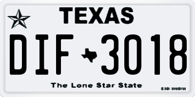 TX license plate DIF3018