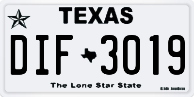 TX license plate DIF3019