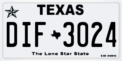TX license plate DIF3024