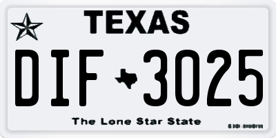 TX license plate DIF3025