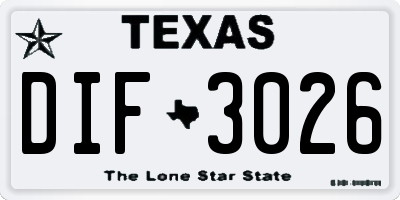TX license plate DIF3026