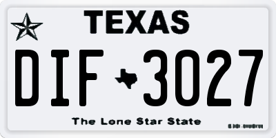 TX license plate DIF3027