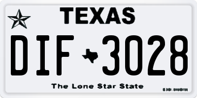TX license plate DIF3028