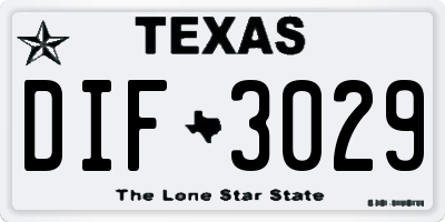 TX license plate DIF3029