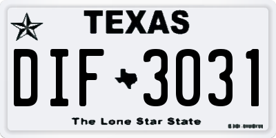 TX license plate DIF3031