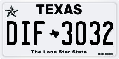 TX license plate DIF3032