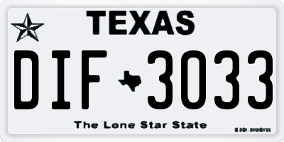 TX license plate DIF3033