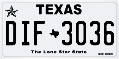 TX license plate DIF3036