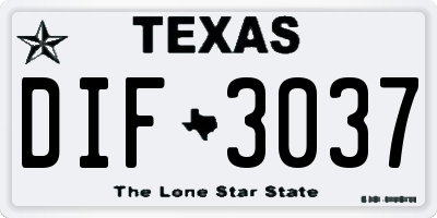 TX license plate DIF3037