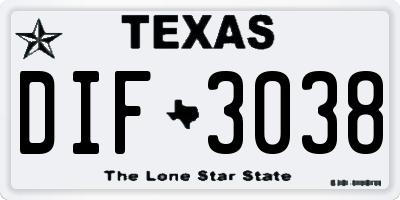 TX license plate DIF3038