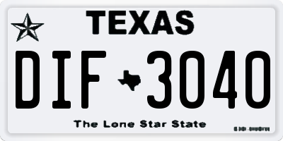 TX license plate DIF3040