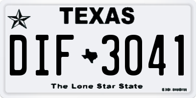 TX license plate DIF3041