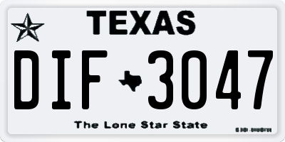 TX license plate DIF3047