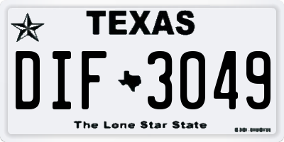 TX license plate DIF3049